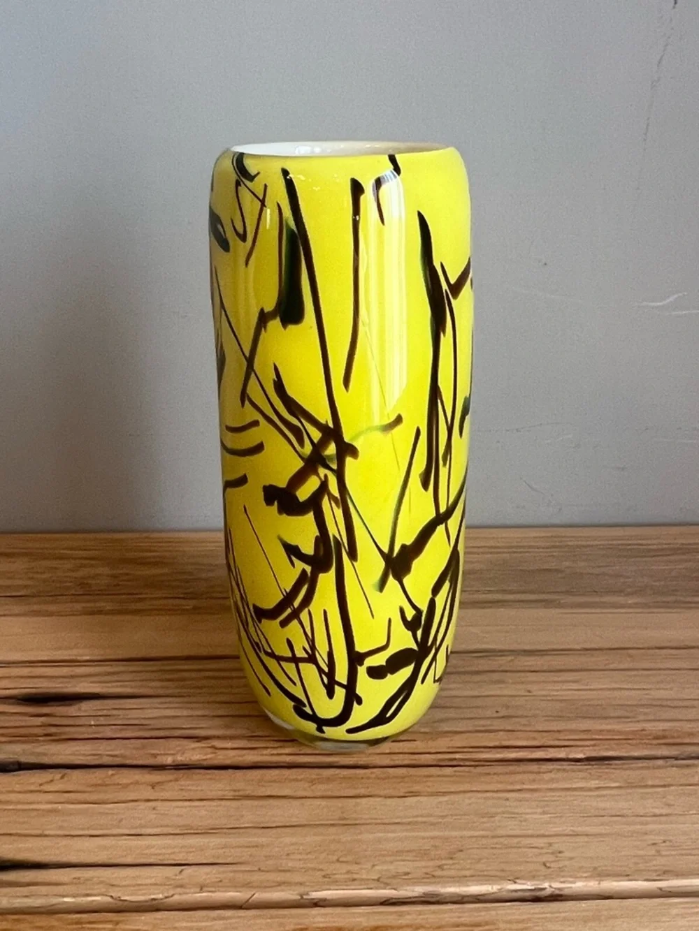 Bright Yellow Abstract Ceramic Vase